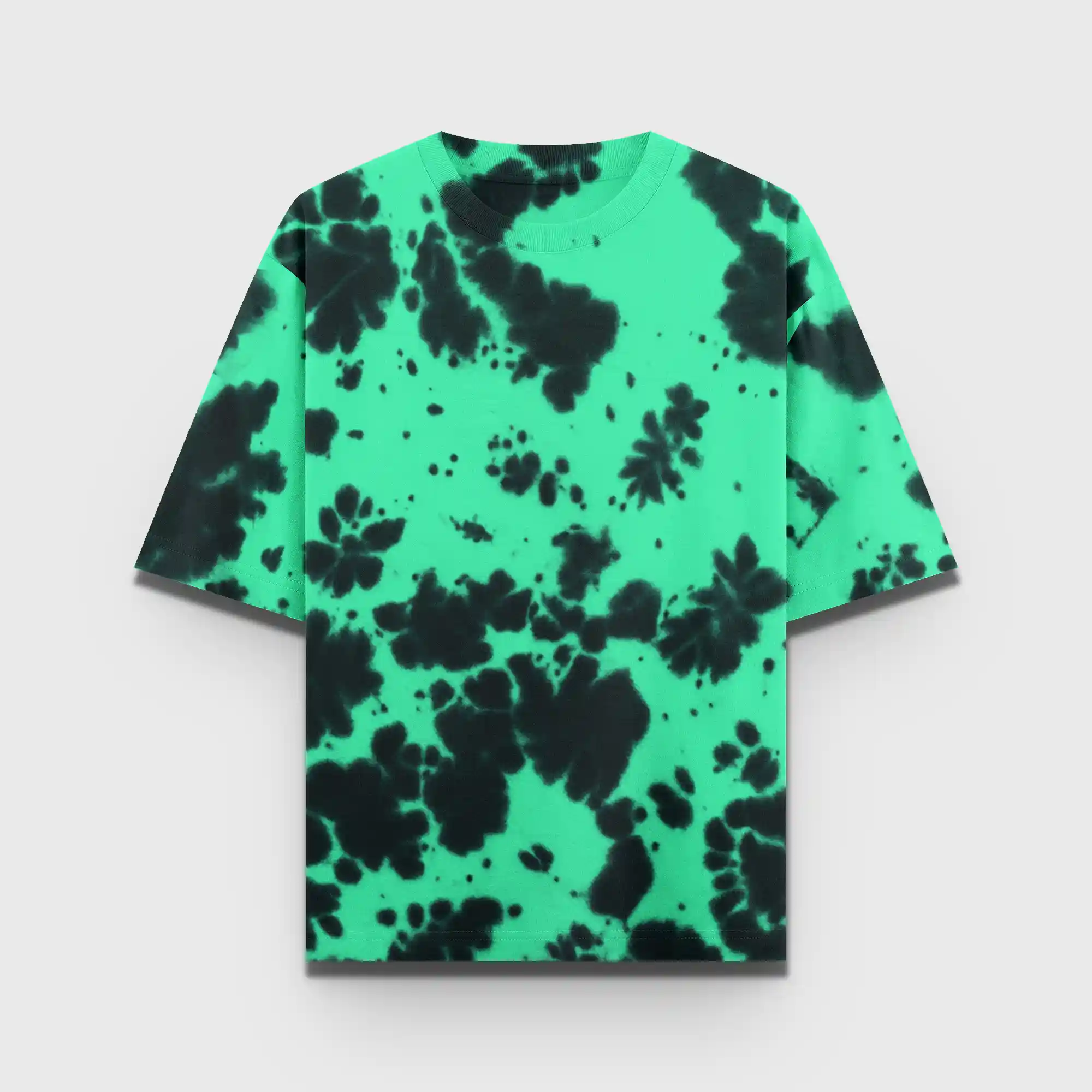 Tie Dye Green Black Oversized Terry Cotton T-shirt
