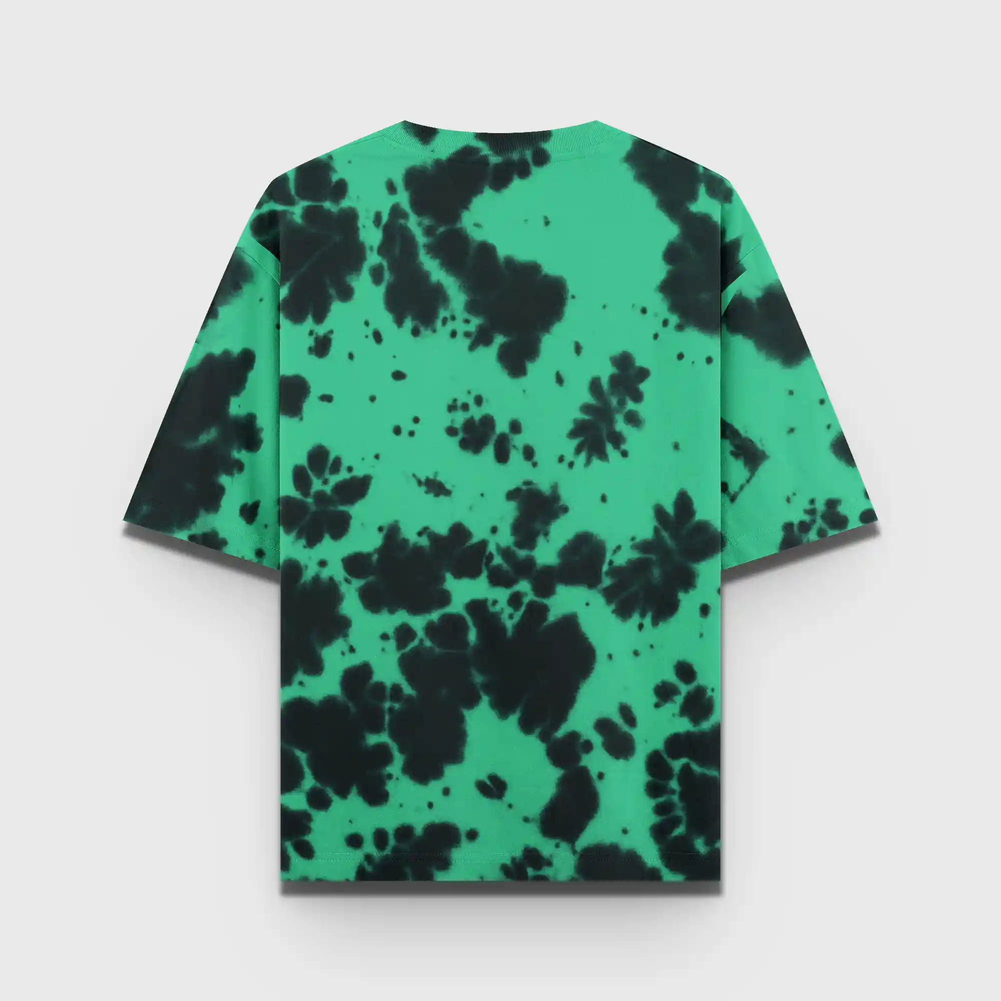 Tie Dye Green Black Oversized Terry Cotton T-shirt - Image 2