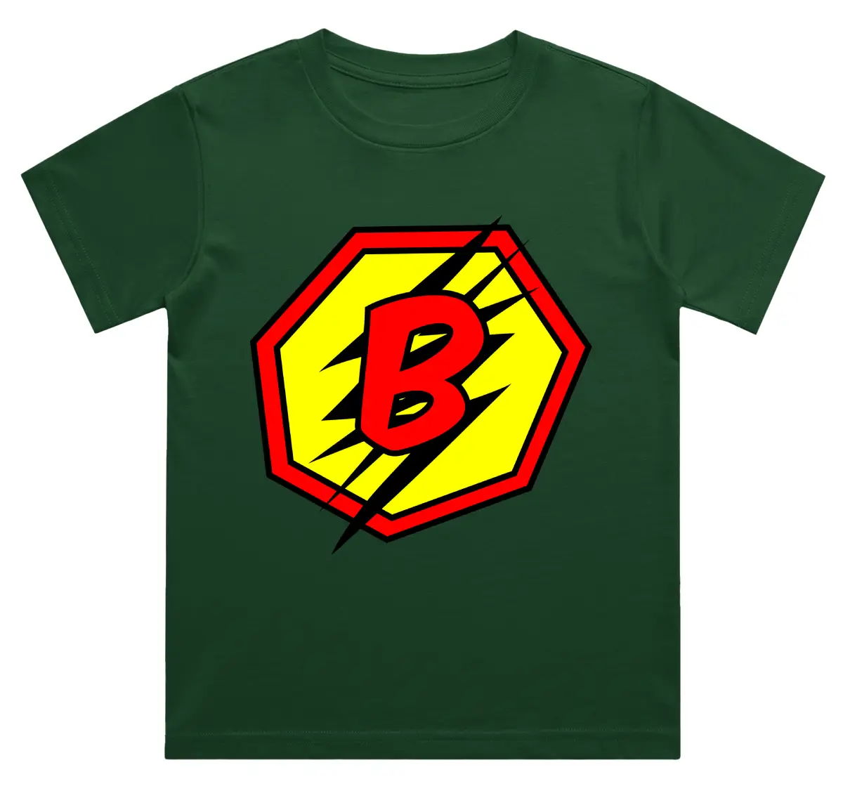 B Letter Alphabet Boys Bottle Green Cotton T-shirt