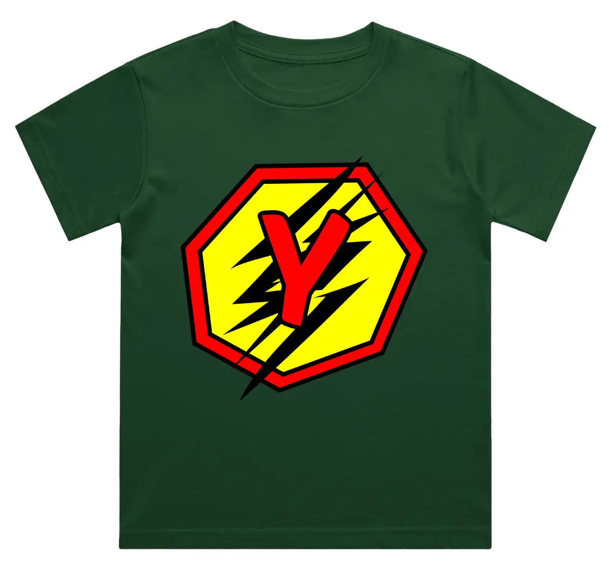 Y Letter Alphabet Boys Bottle Green Cotton T-shirt