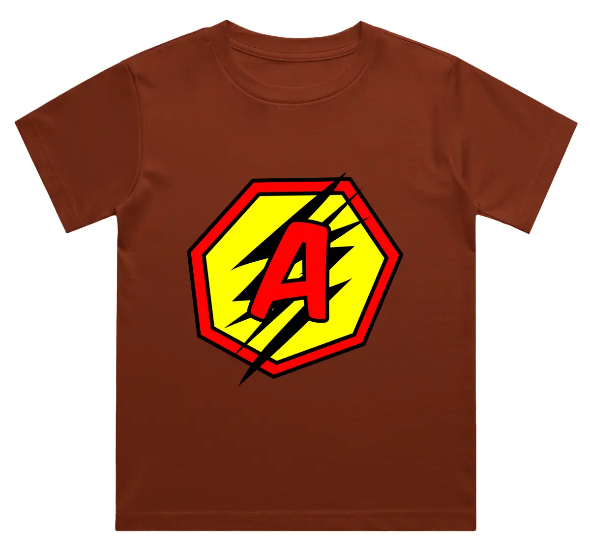 A Letter Alphabet Boys Brick Red Cotton T-shirt