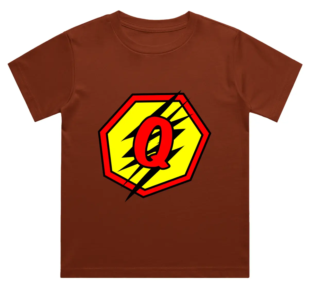 Q Letter Alphabet Boys Brick Red Cotton T-shirt
