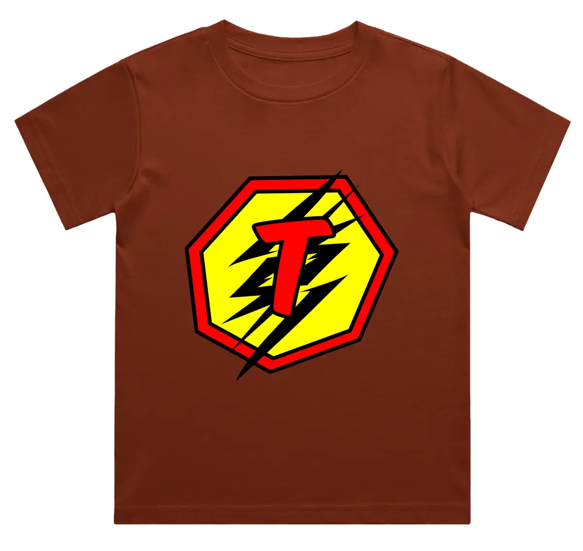 T Letter Alphabet Boys Brick Red Cotton T-shirt