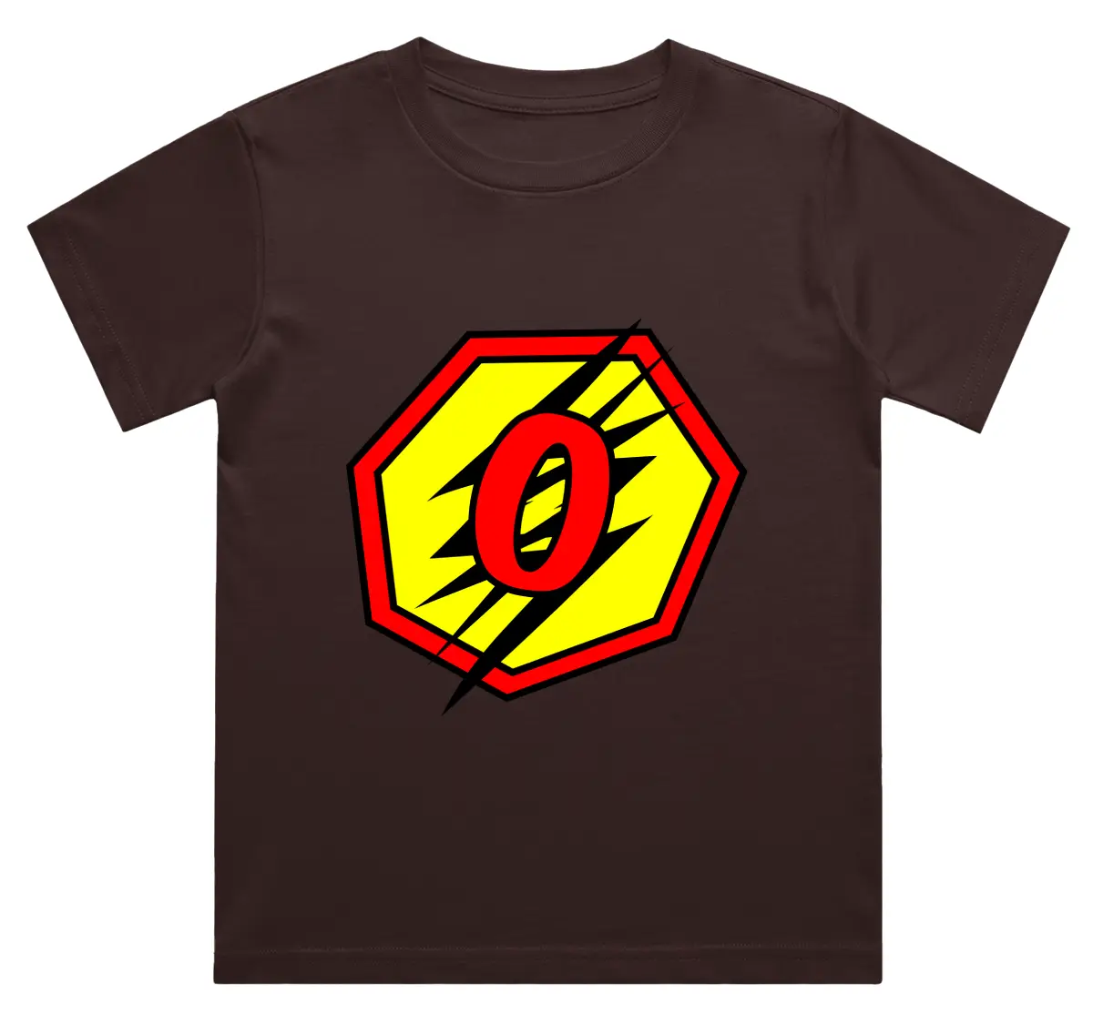 O Letter Alphabet Boys Coffee Brown Cotton T-shirt