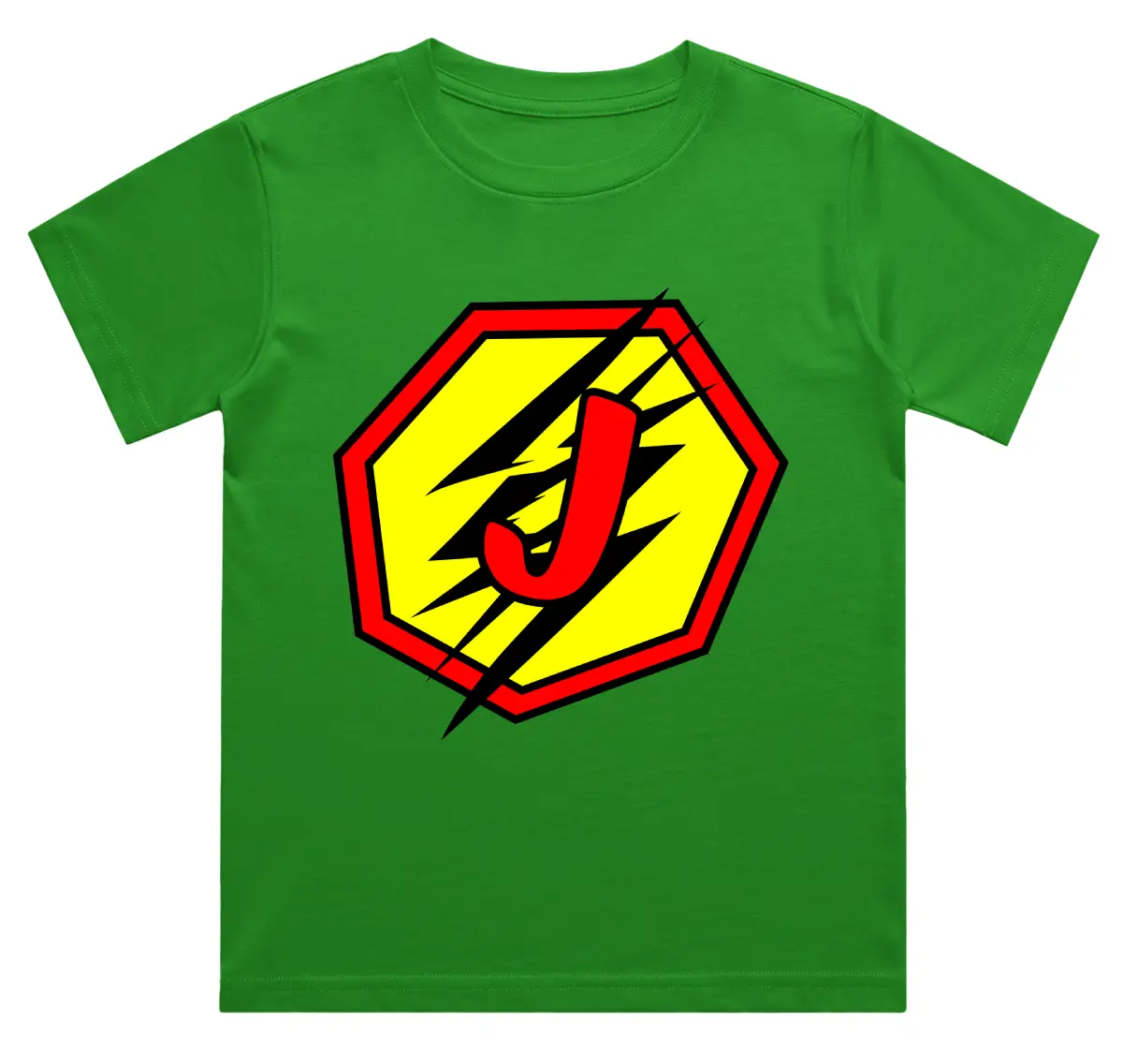 J Letter Alphabet Boys Flag Green Cotton T-shirt