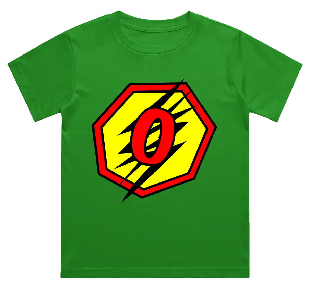 O Letter Alphabet Boys Flag Green Cotton T-shirt
