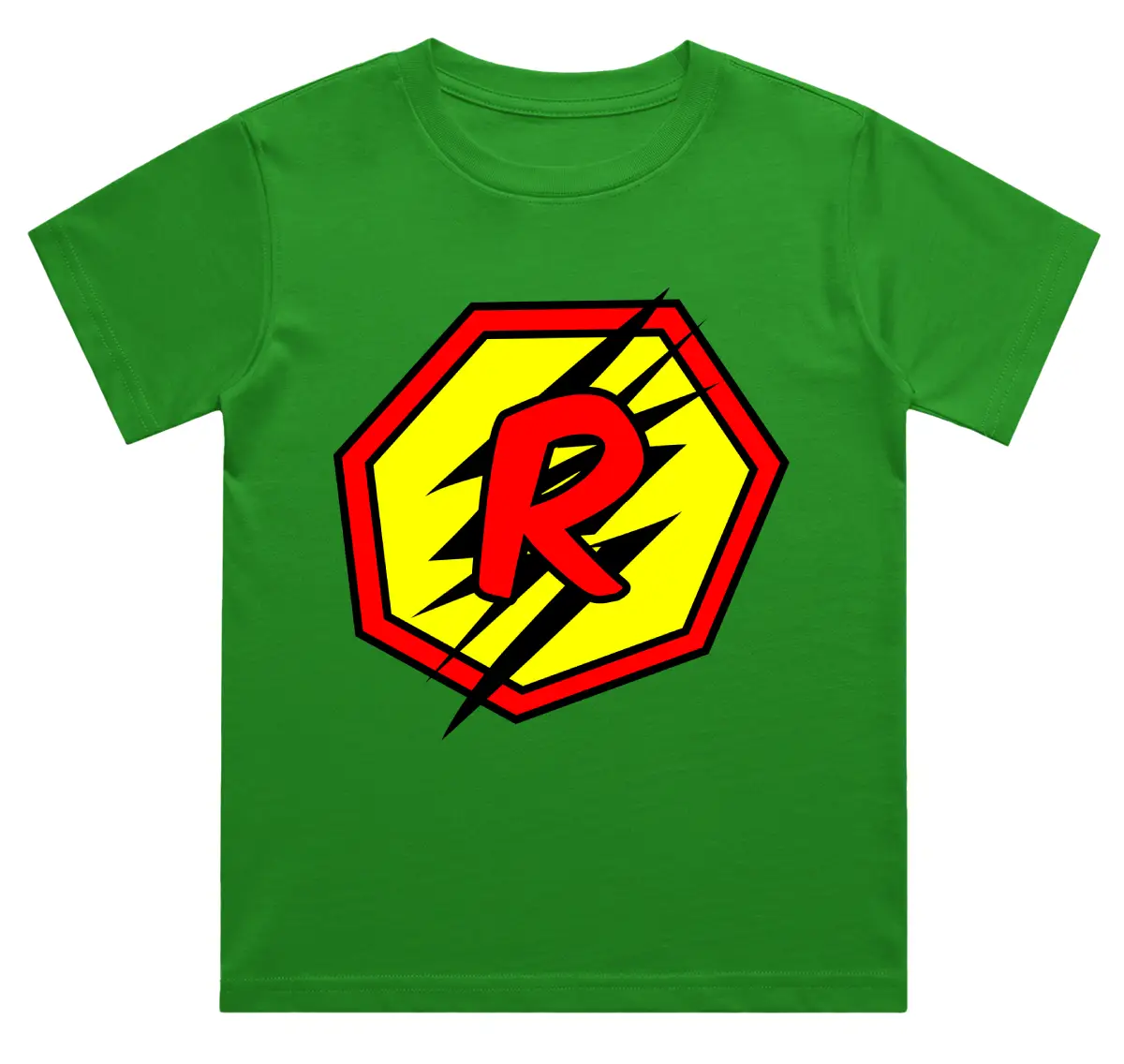 R Letter Alphabet Boys Flag Green Cotton T-shirt