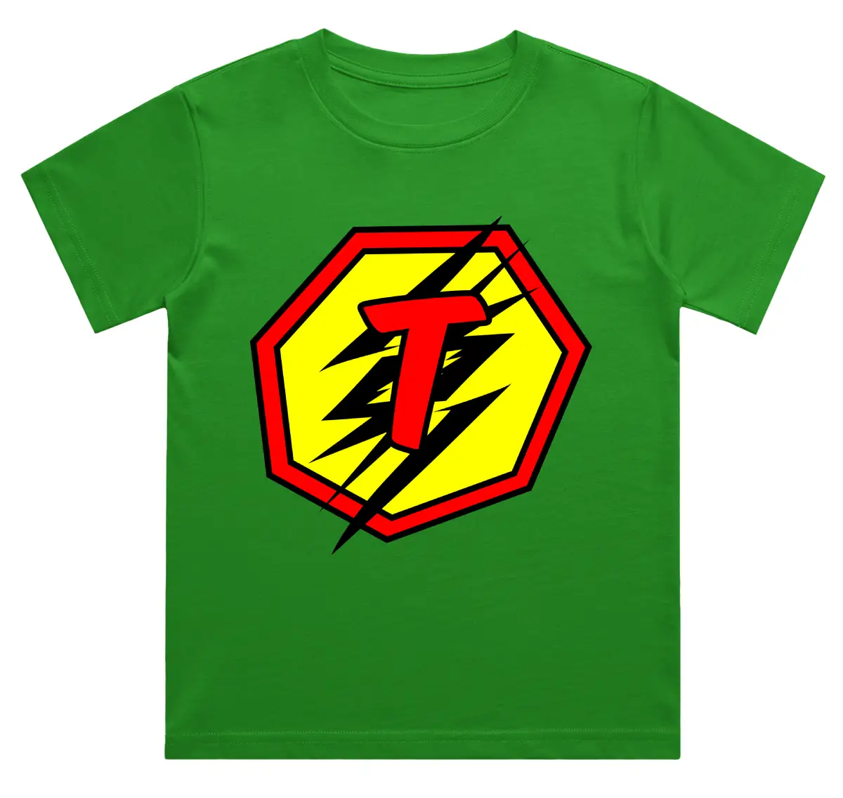 T Letter Alphabet Boys Flag Green Cotton T-shirt