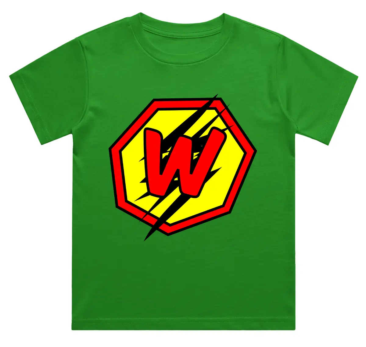 W Letter Alphabet Boys Flag Green Cotton T-shirt