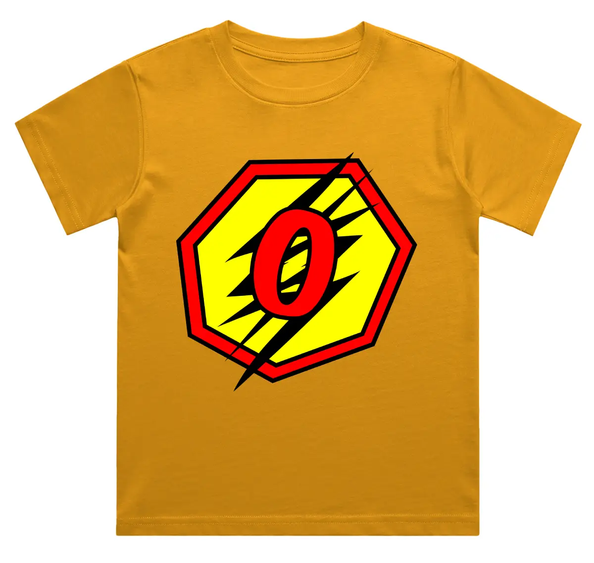 O Letter Alphabet Boys Golden Yellow Cotton T-shirt