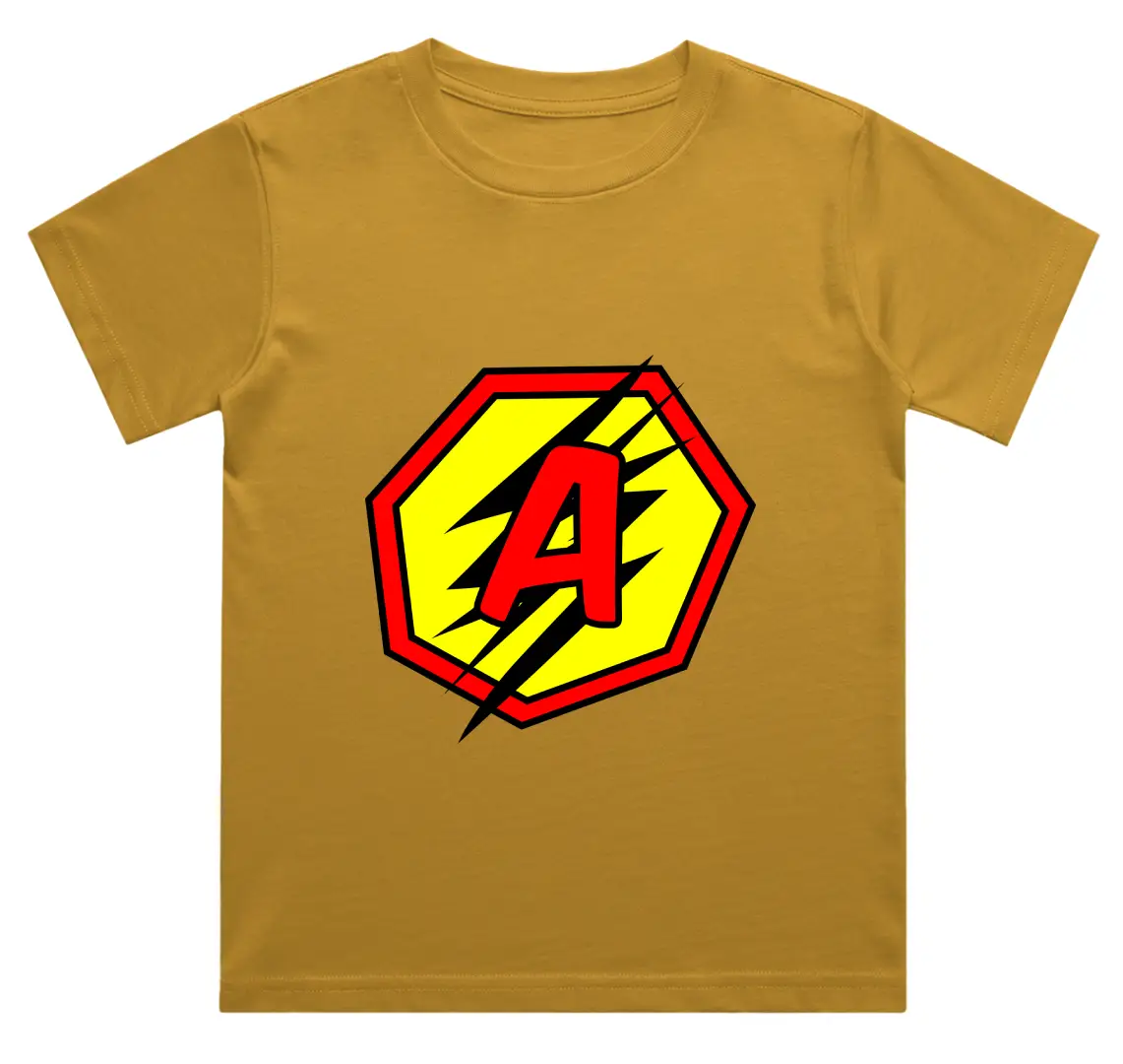 A Letter Alphabet Boys Mustard Yellow Cotton T-shirt