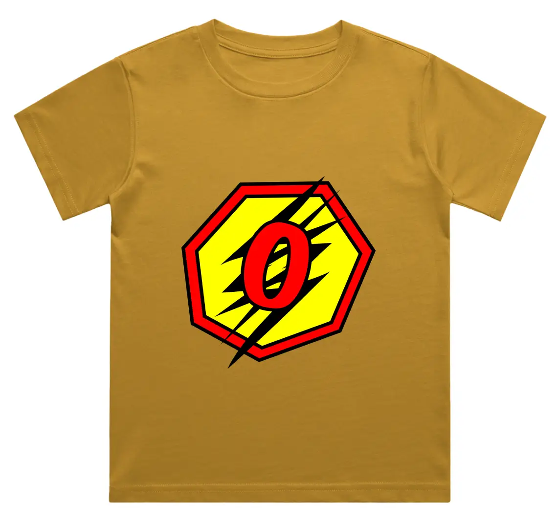 O Letter Alphabet Boys Mustard Yellow Cotton T-shirt