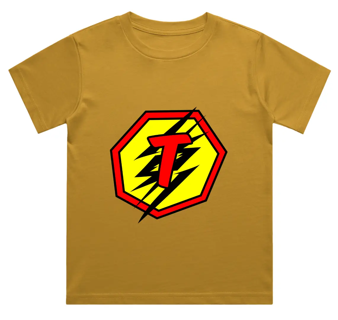 T Letter Alphabet Boys Mustard Yellow Cotton T-shirt