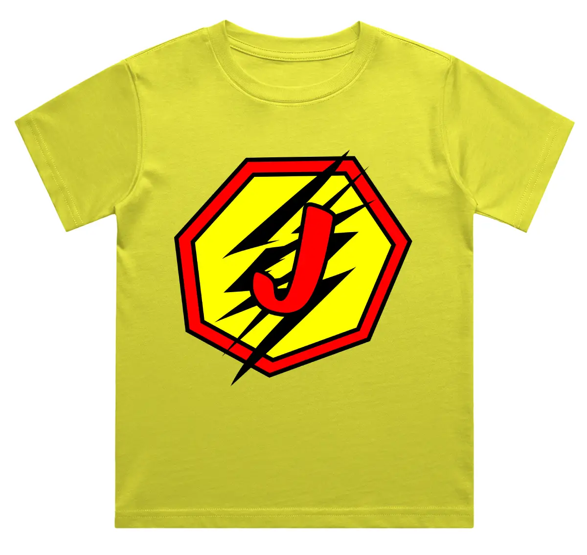 J Letter Alphabet Boys New Yellow Cotton T-shirt