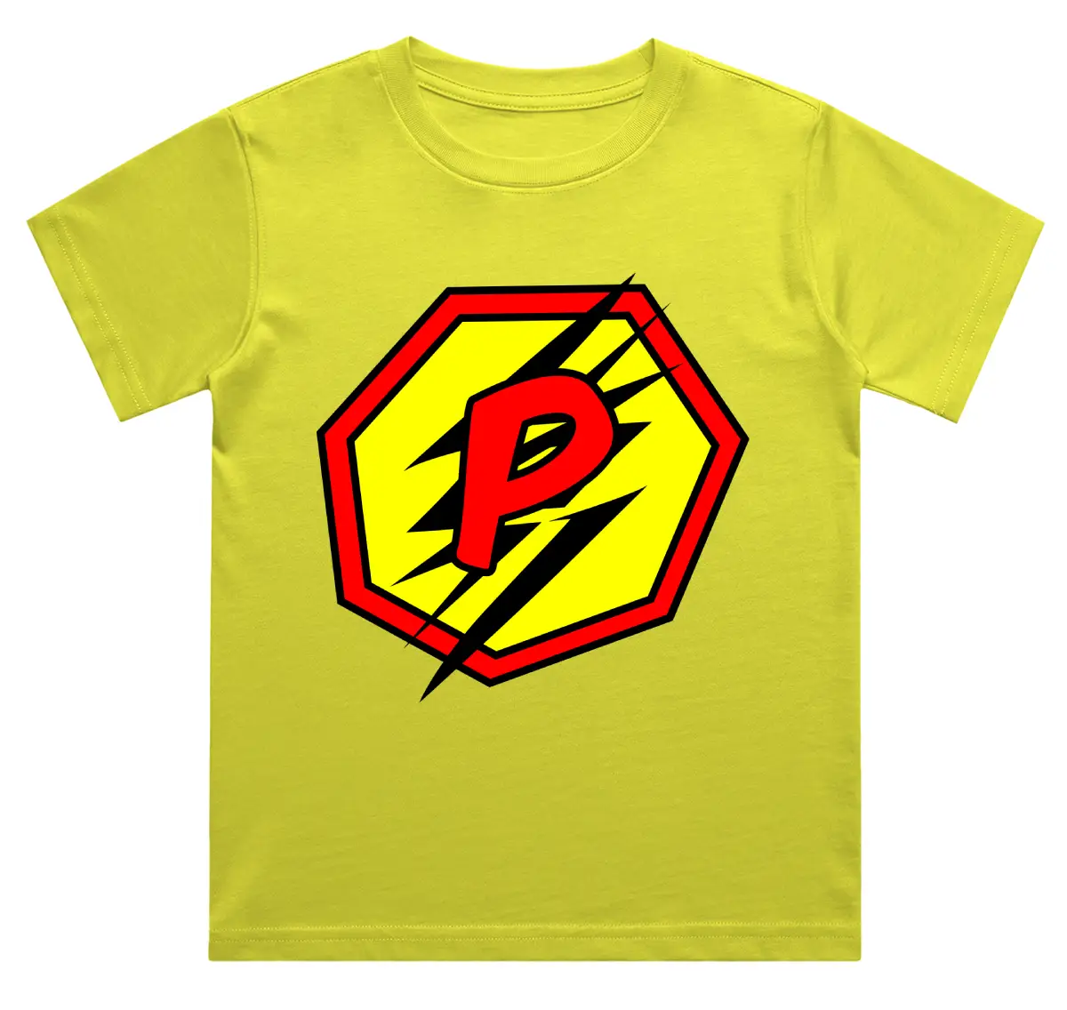 P Letter Alphabet Boys New Yellow Cotton T-shirt