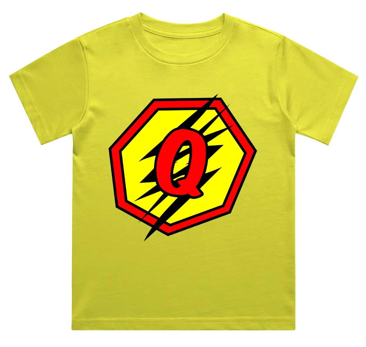 Q Letter Alphabet Boys New Yellow Cotton T-shirt