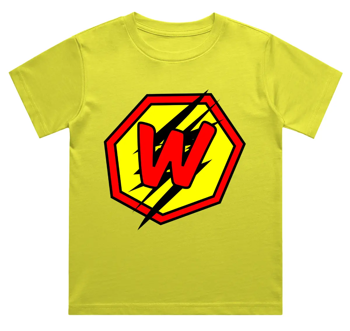 W Letter Alphabet Boys New Yellow Cotton T-shirt