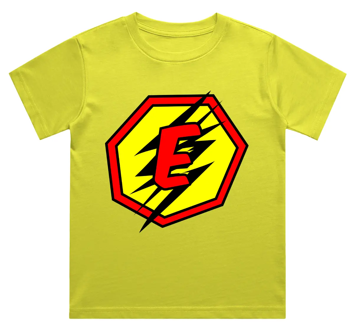 E Letter Alphabet Boys New Yellow Cotton T-shirt