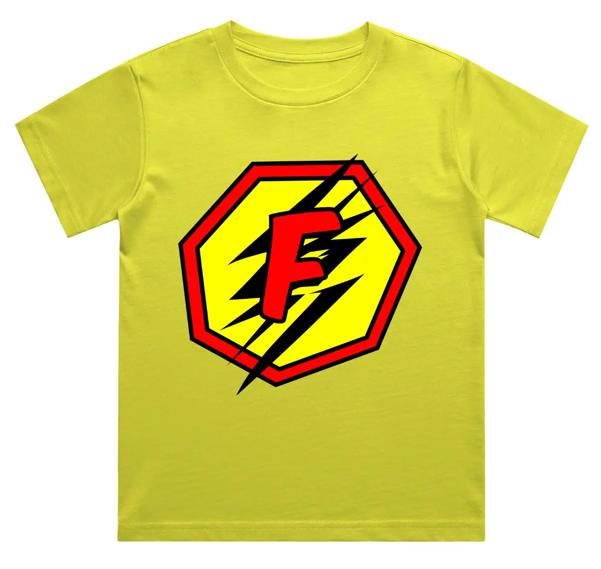 F Letter Alphabet Boys New Yellow Cotton T-shirt