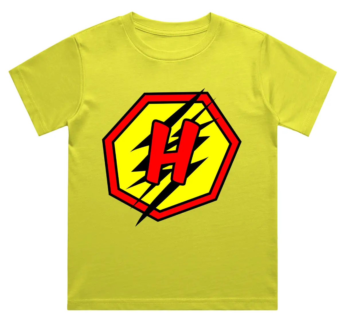 H Letter Alphabet Boys New Yellow Cotton T-shirt