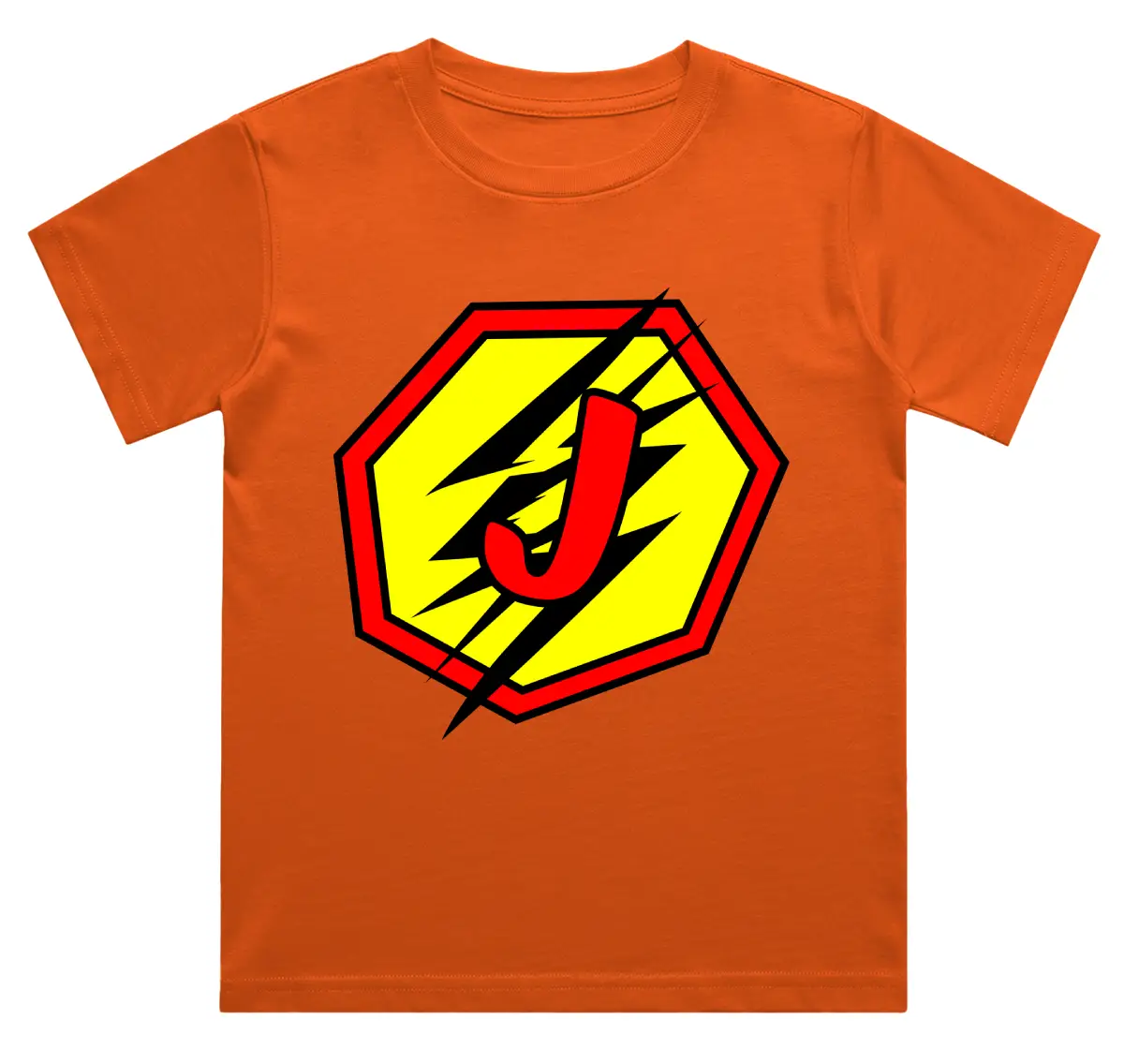 J Letter Alphabet Boys Orange Cotton T-shirt