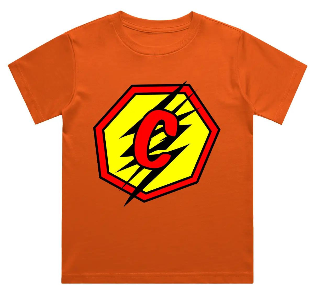 C Letter Alphabet Boys Orange Cotton T-shirt
