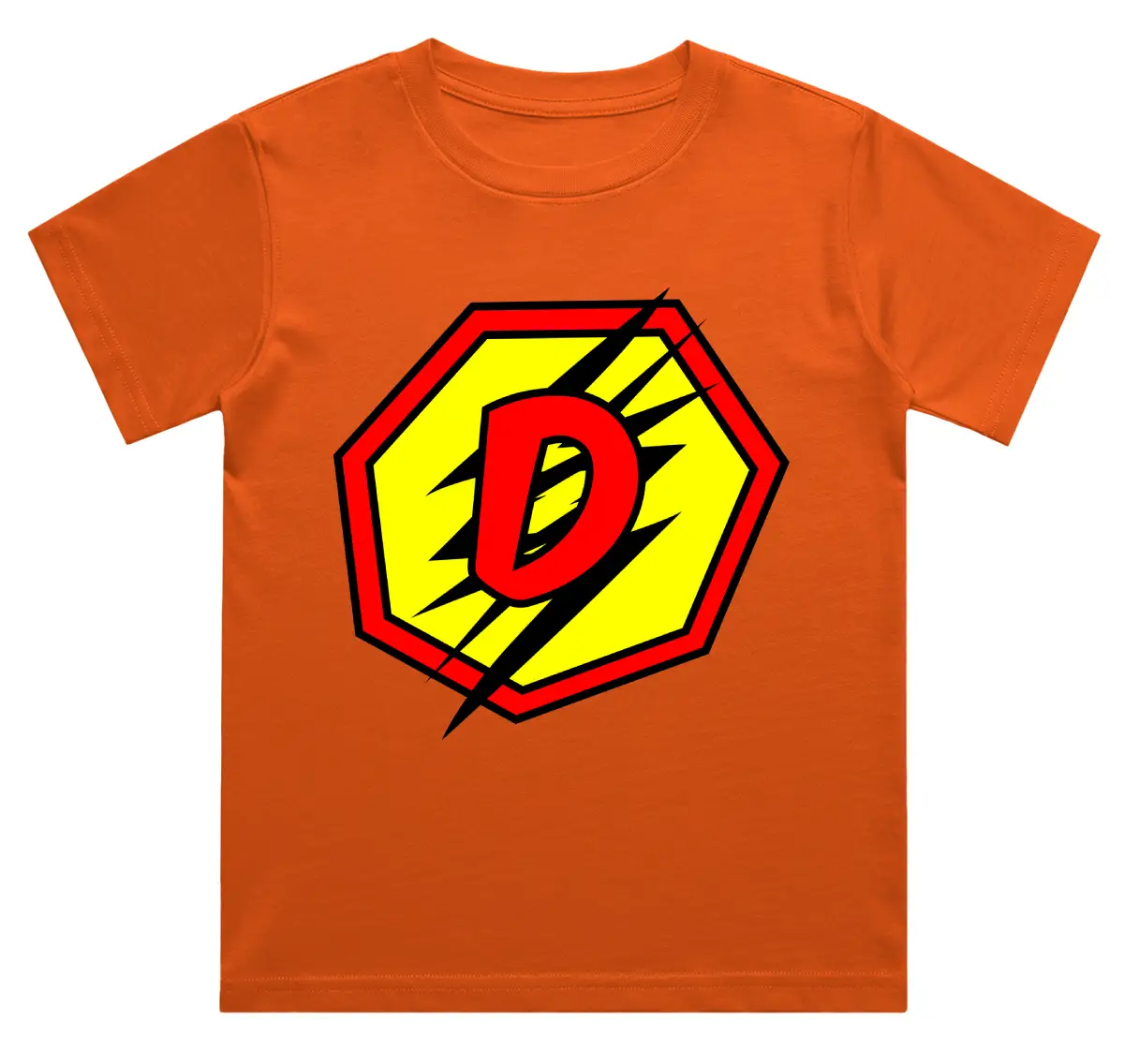 D Letter Alphabet Boys Orange Cotton T-shirt