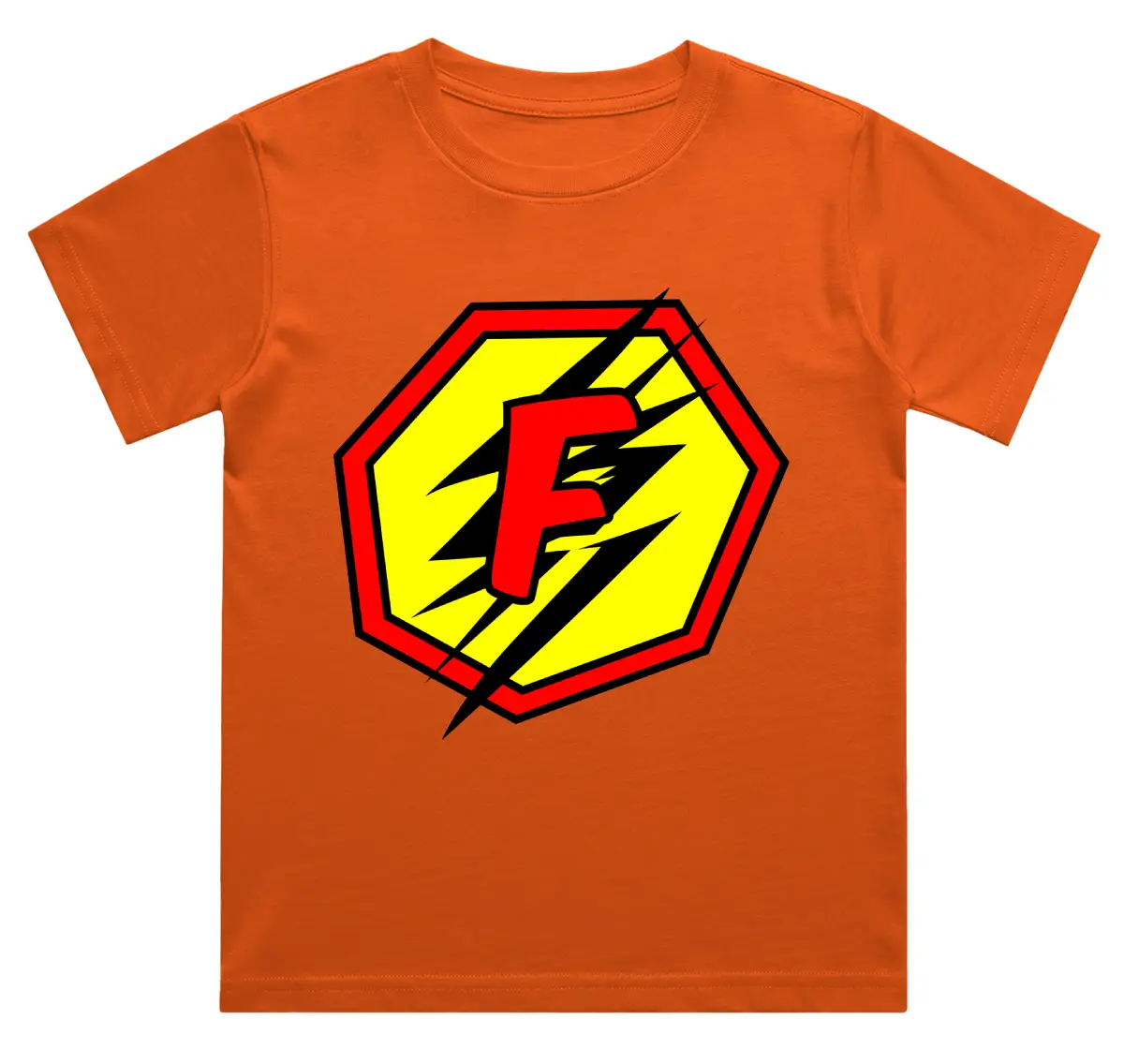F Letter Alphabet Boys Orange Cotton T-shirt