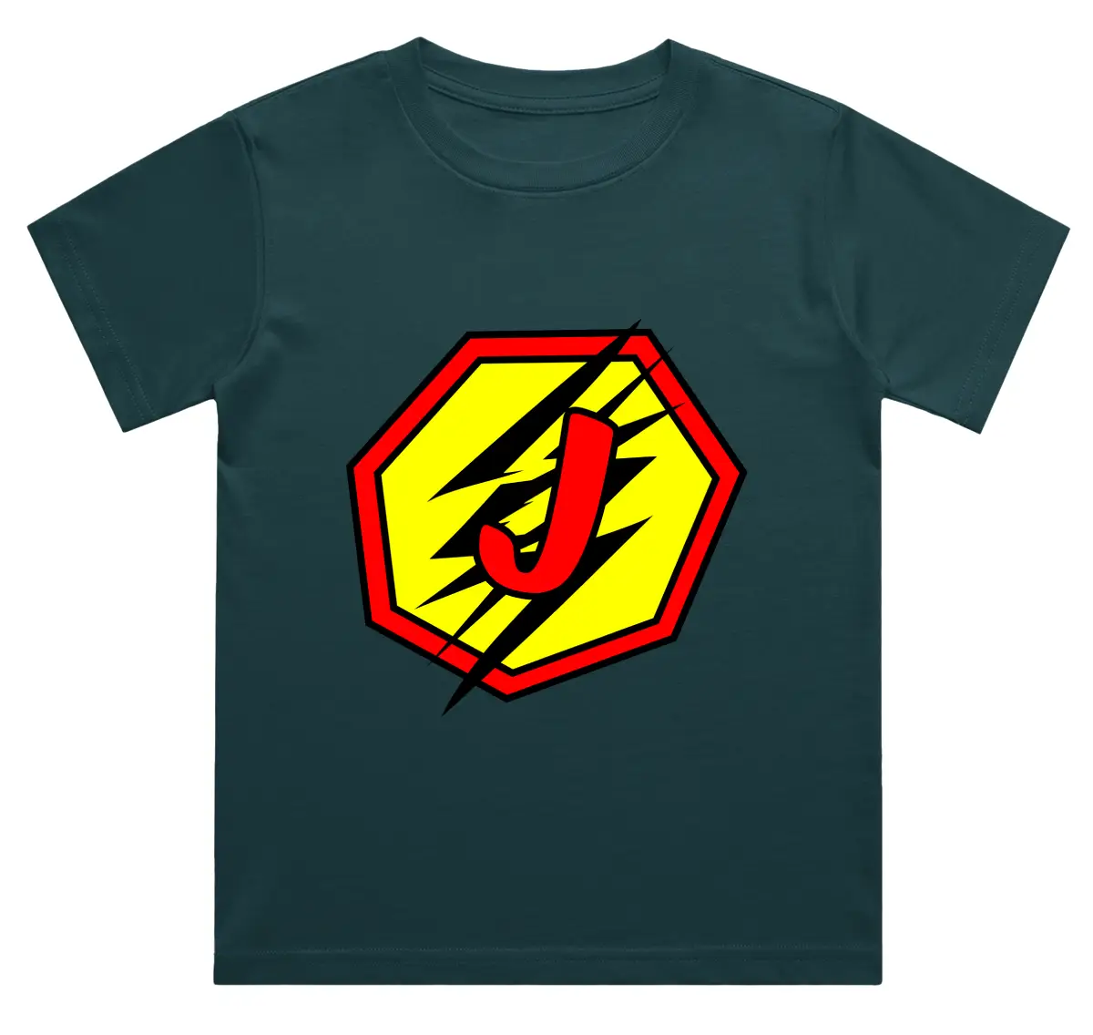 J Letter Alphabet Boys Petrol Blue Cotton T-shirt