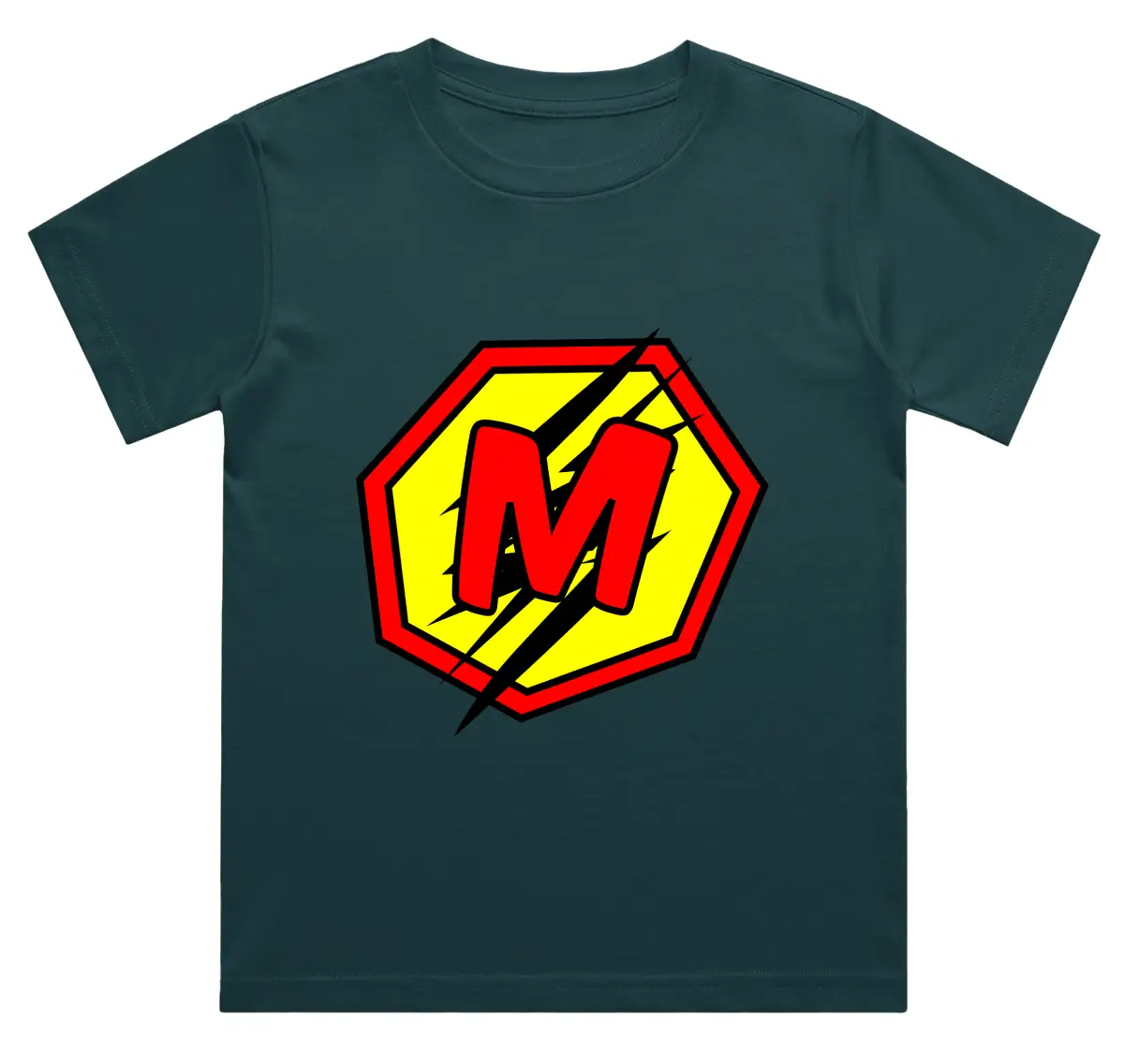M Letter Alphabet Boys Petrol Blue Cotton T-shirt