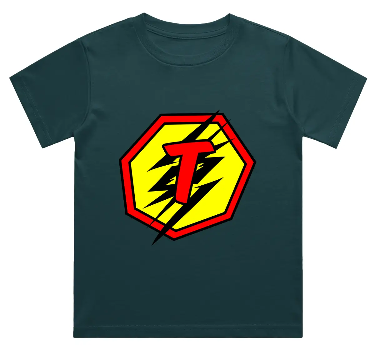 T Letter Alphabet Boys Petrol Blue Cotton T-shirt