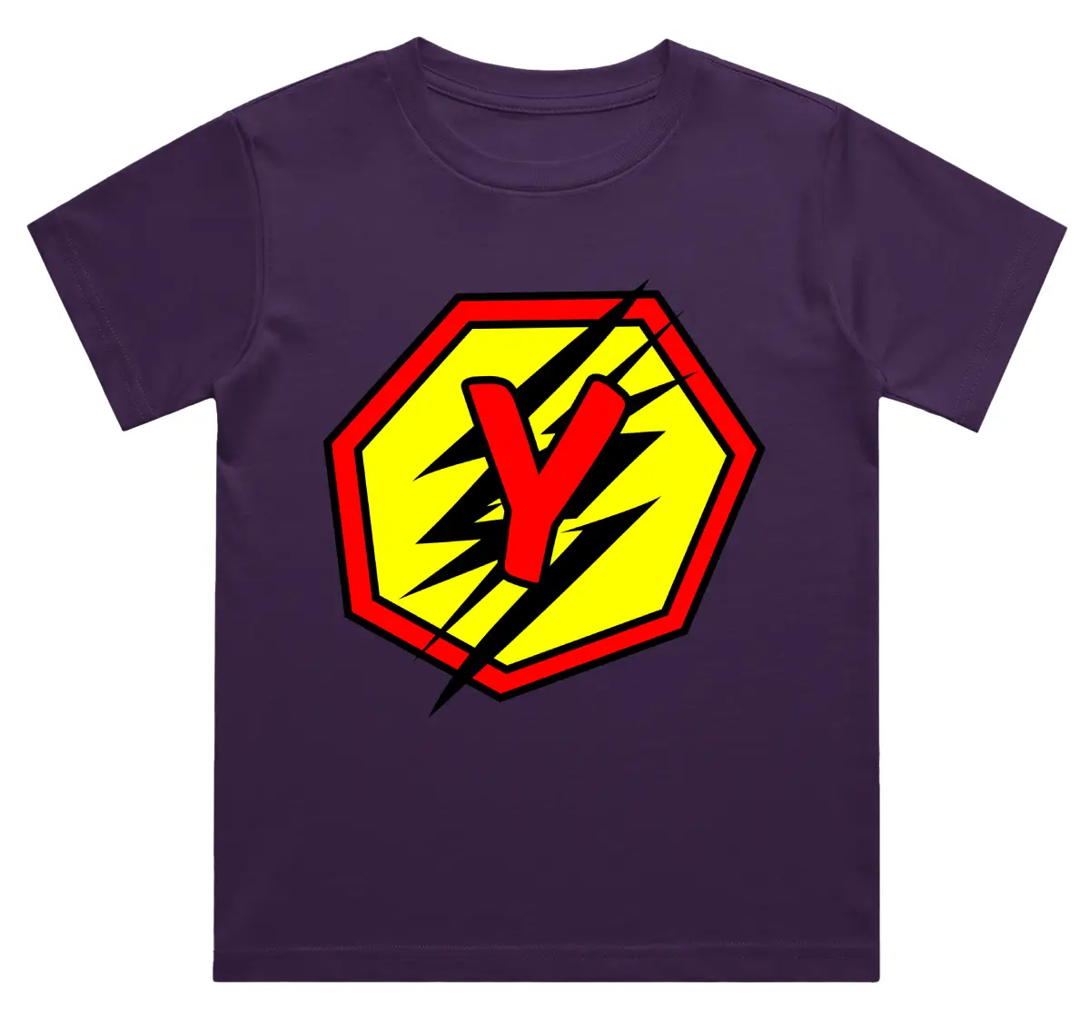 Y Letter Alphabet Boys Purple Cotton T-shirt