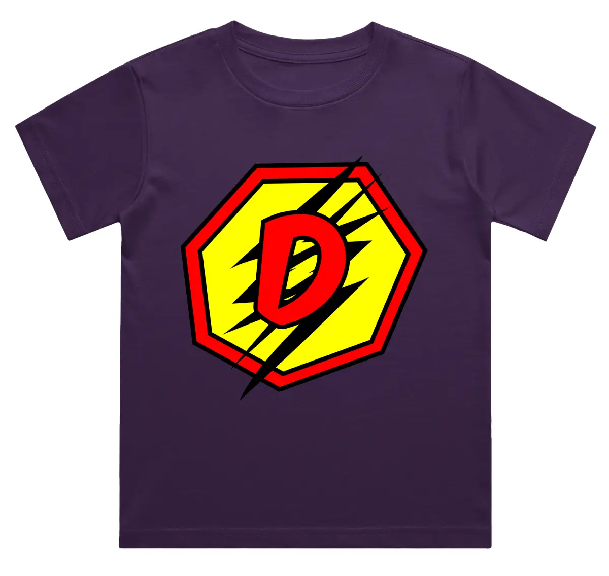 D Letter Alphabet Boys Purple Cotton T-shirt