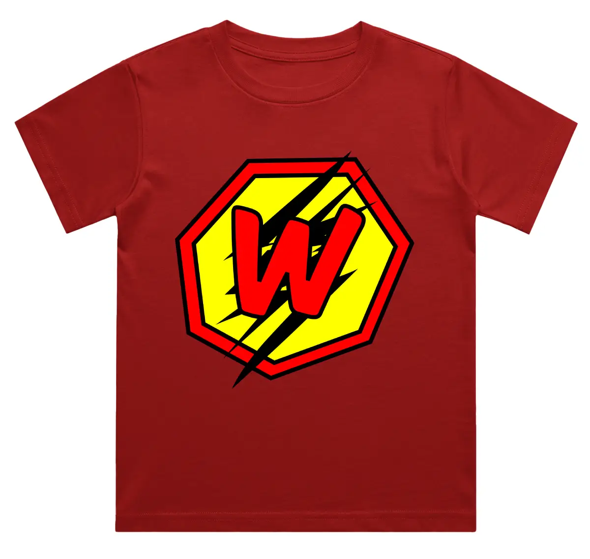 W Letter Alphabet Boys Red Cotton T-shirt