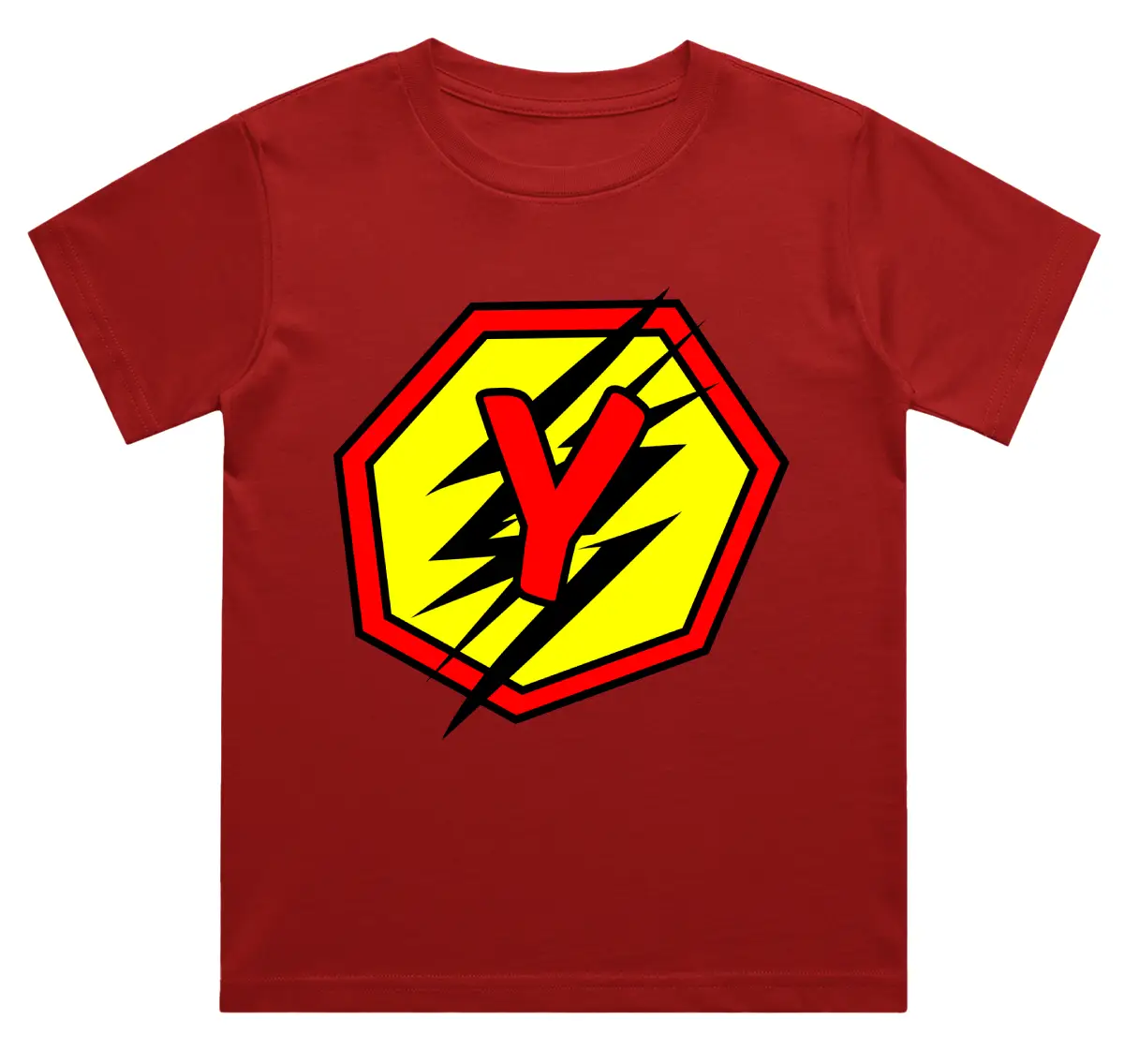 Y Letter Alphabet Boys Red Cotton T-shirt