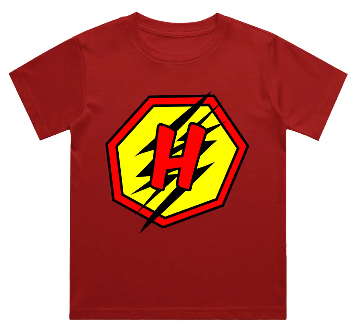 H Letter Alphabet Boys Red Cotton T-shirt