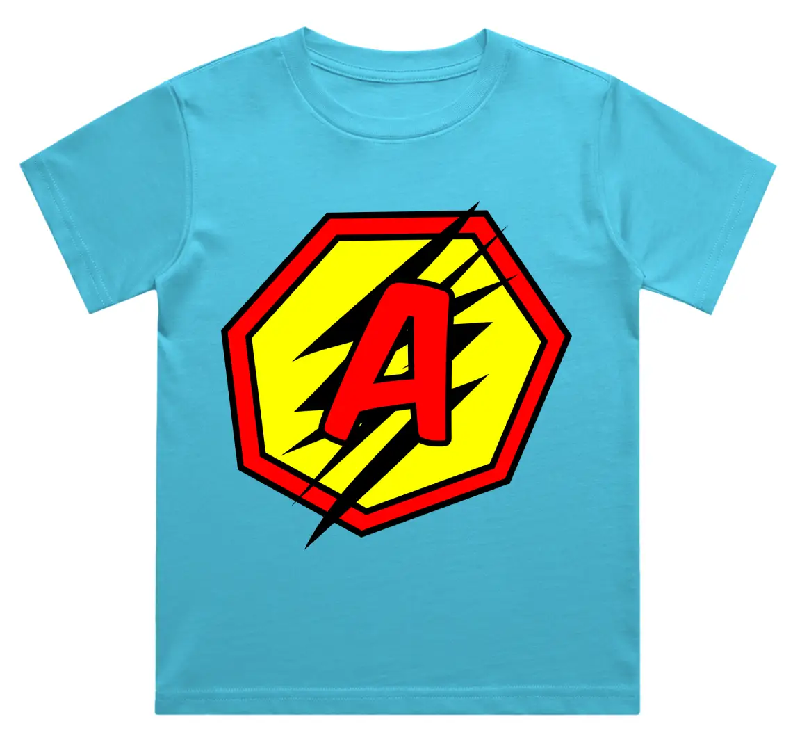 A Letter Alphabet Boys Sky Blue Cotton T-shirt