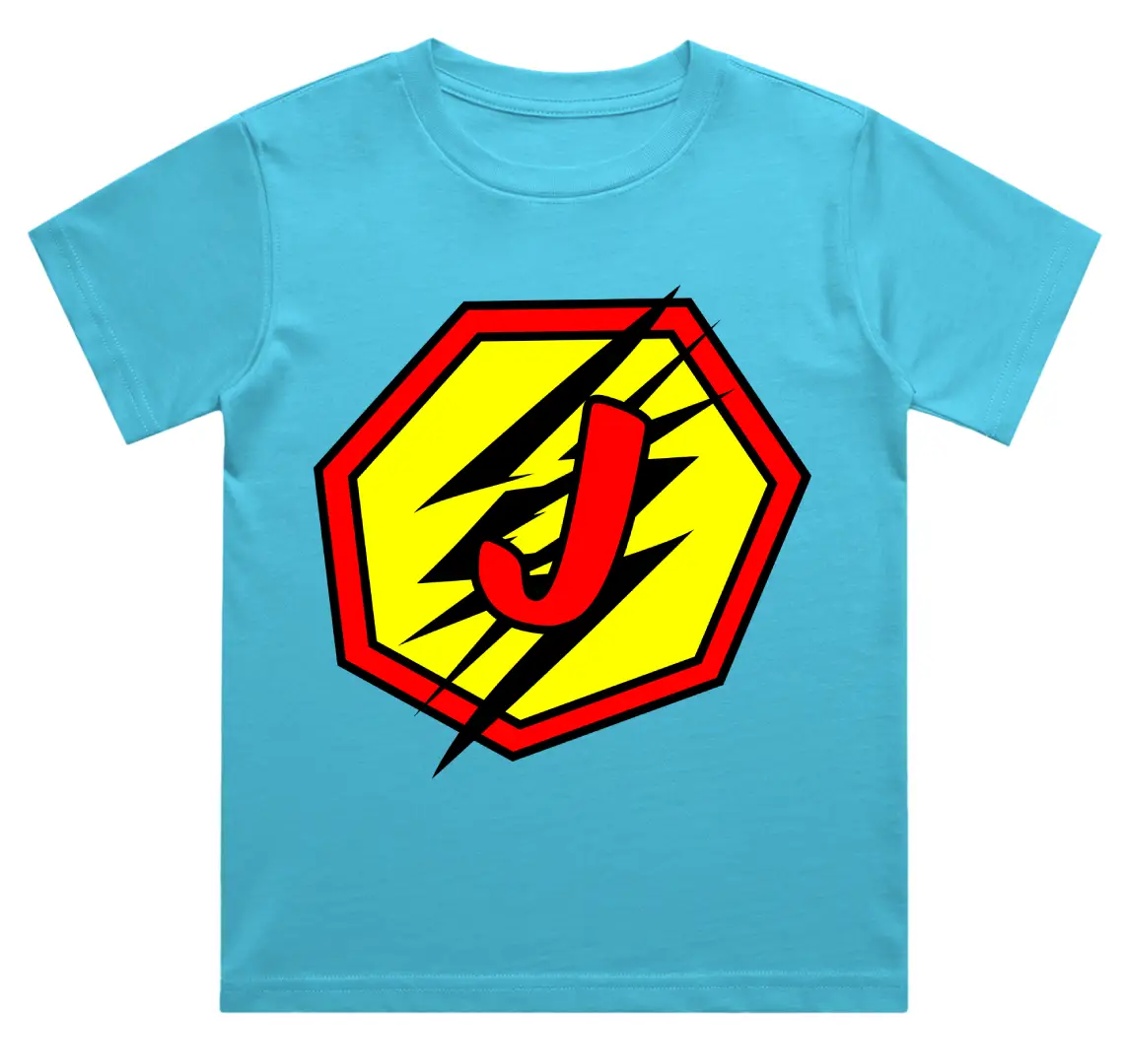 J Letter Alphabet Boys Sky Blue Cotton T-shirt
