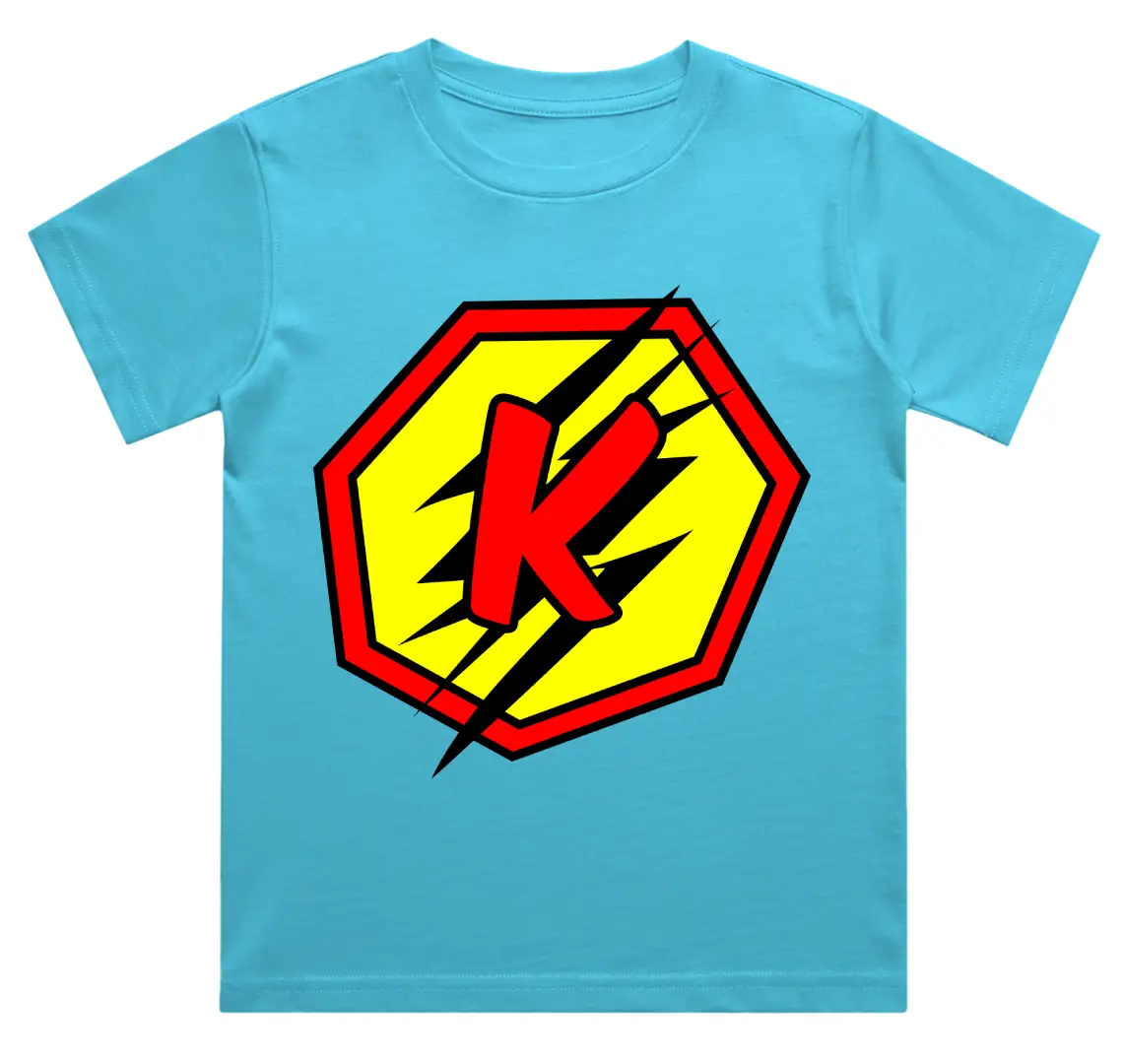 K Letter Alphabet Boys Sky Blue Cotton T-shirt