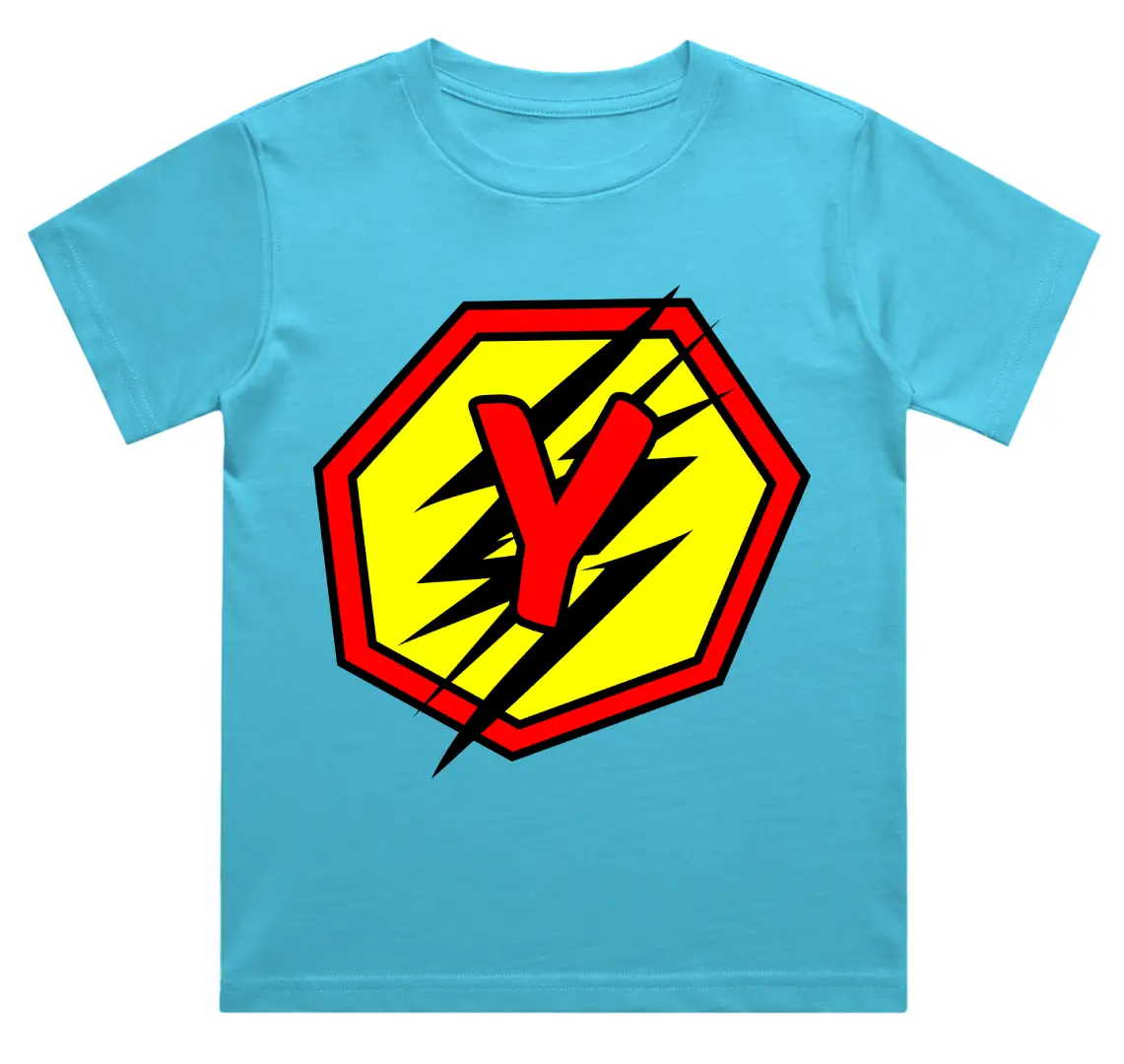 Y Letter Alphabet Boys Sky Blue Cotton T-shirt