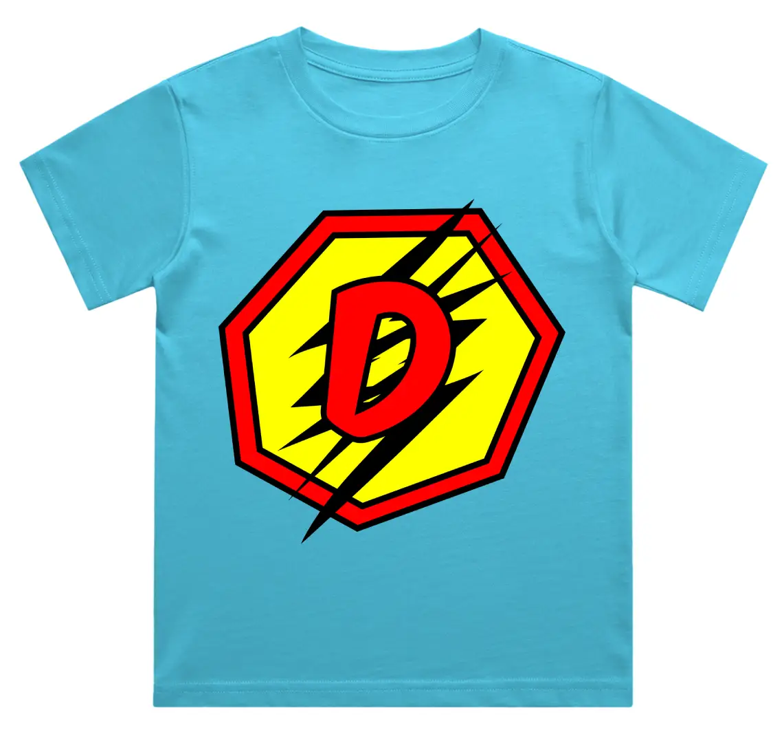 D Letter Alphabet Boys Sky Blue Cotton T-shirt