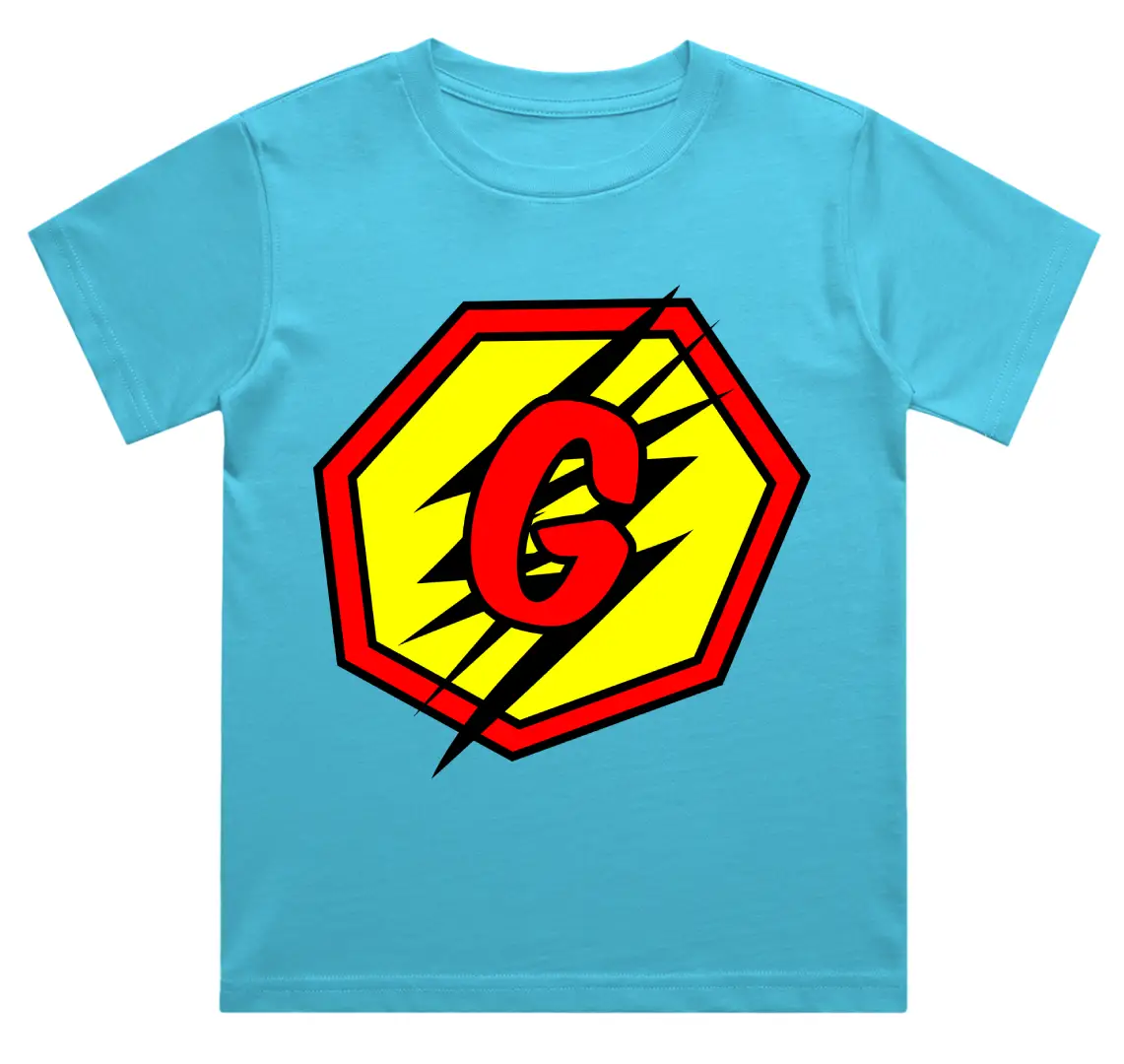 G Letter Alphabet Boys Sky Blue Cotton T-shirt