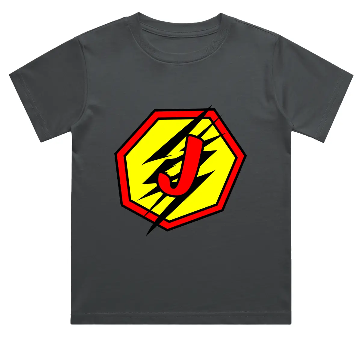 J Letter Alphabet Boys Steel Grey Cotton T-shirt