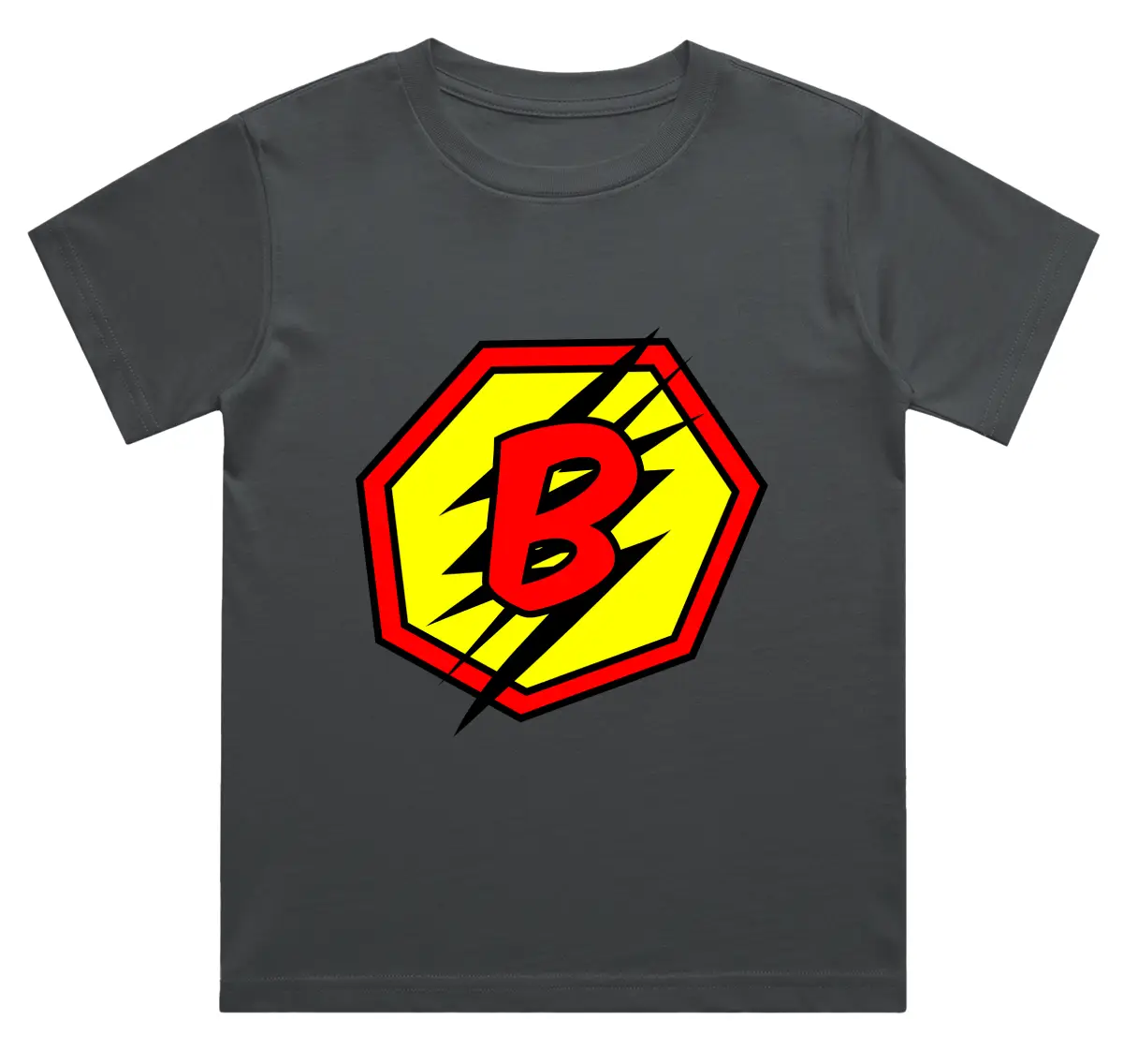 B Letter Alphabet Boys Steel Grey Cotton T-shirt