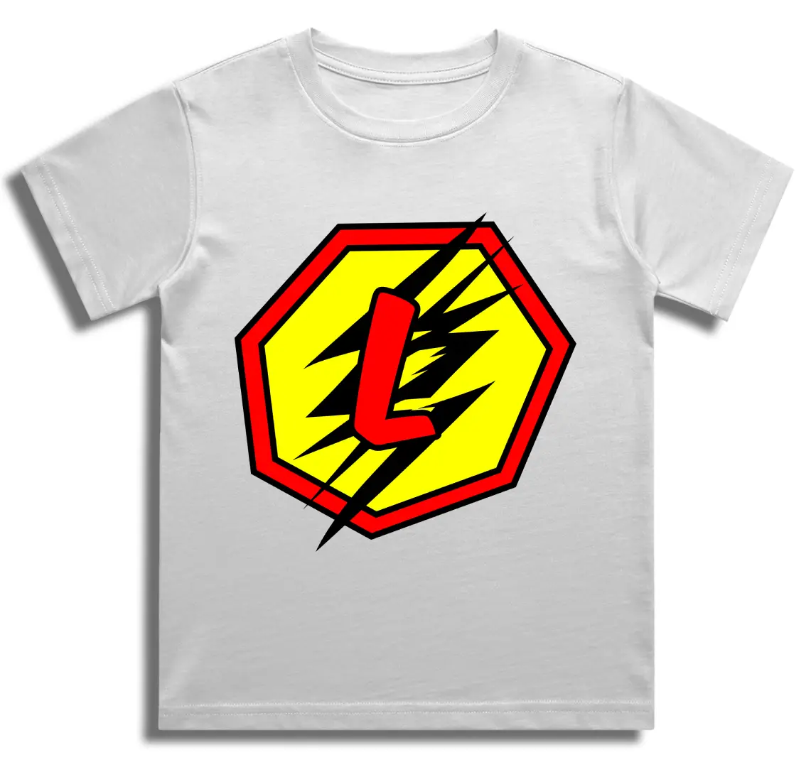 L Letter Alphabet Boys White Cotton T-shirt