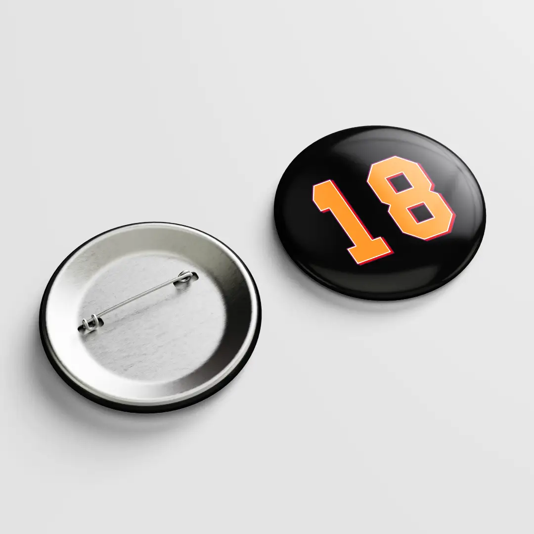 Eighteen Number Pin Button Badge