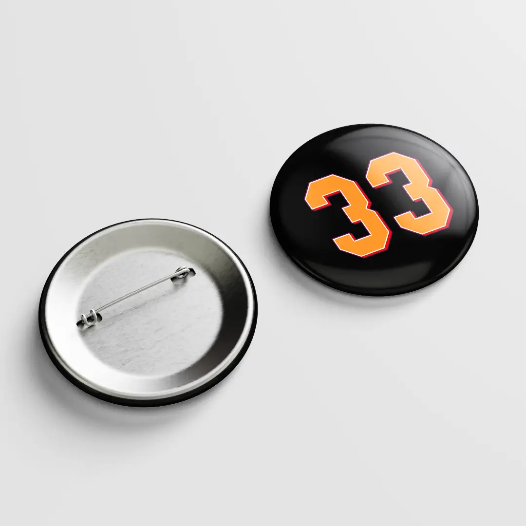 Thirty Three Number Pin Button Badge