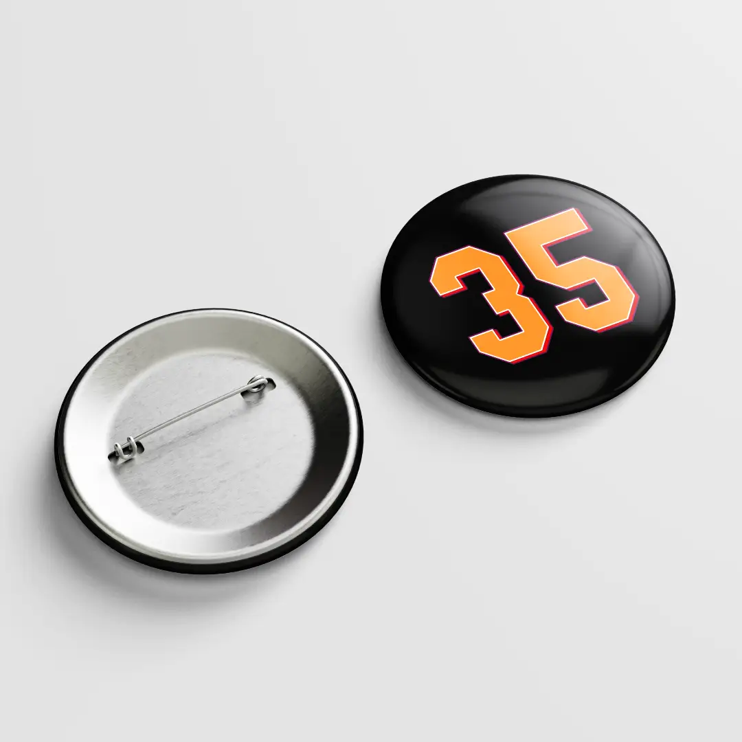 Thirty Five Number Pin Button Badge