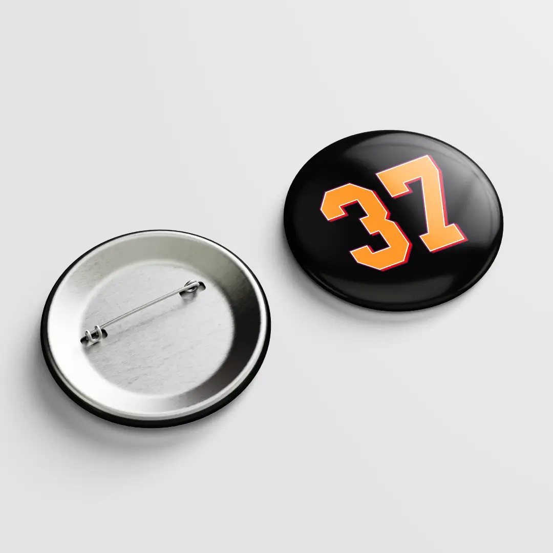 Thirty Seven Number Pin Button Badge