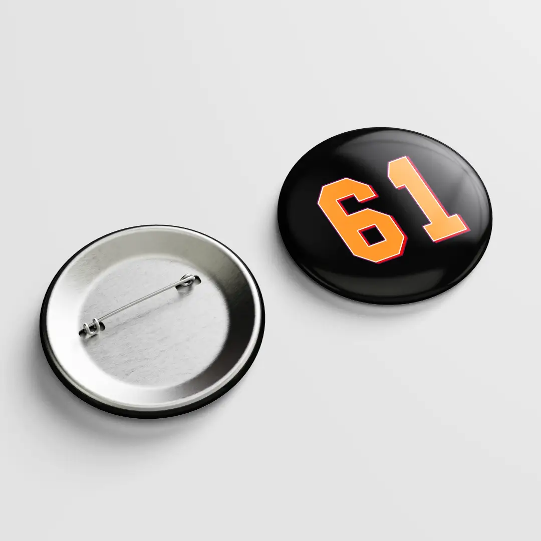Sixty One Number Pin Button Badge